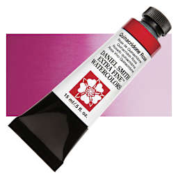 Daniel Smith Extra Fine Watercolor - Quinacridone Rose, 15 ml Tube and swatch