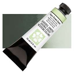 Daniel Smith Extra Fine Watercolor - Rare Green Earth, 15 ml Tube and swatch