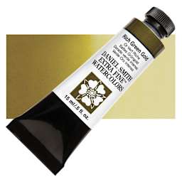 Daniel Smith Extra Fine Watercolor - Rich Green Gold, 15 ml Tube and swatch