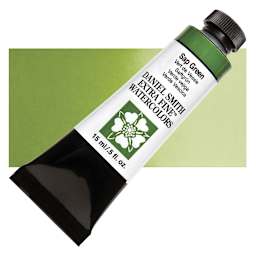 Daniel Smith Extra Fine Watercolor - Sap Green, 15 ml Tube and swatch