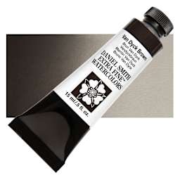 Daniel Smith Extra Fine Watercolor - Van Dyck Brown, 15 ml Tube and swatch