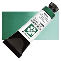 Daniel Smith Extra Fine Watercolor - Viridian, 15 ml Tube and swatch