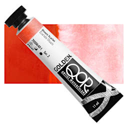 QoR Modern Watercolor - Disazo Scarlet, 11 ml tube and swatch