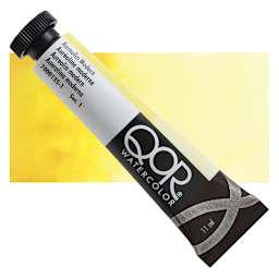 QoR Modern Watercolor - Aureolin Modern, 11 ml tube and swatch