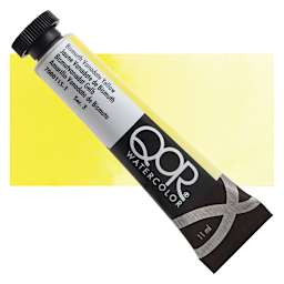 QoR Modern Watercolor - Bismuth Vandate Yellow, 11 ml tube and swatch