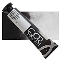 QoR Modern Watercolor - Carbon Black, 11 ml tube and swatch