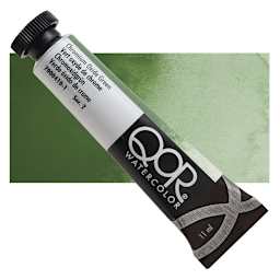 QoR Modern Watercolor - Chromium Oxide Green, 11 ml tube and swatch
