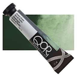 QoR Modern Watercolor - Hookers Green, 11 ml tube and swatch