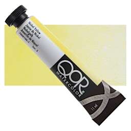 QoR Modern Watercolor - Nickel Yellow, 11 ml tube and swatch