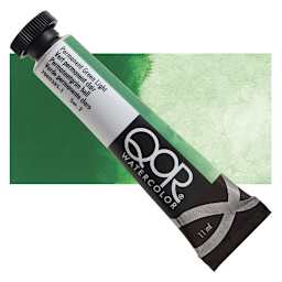 QoR Modern Watercolor - Permanent Green Light, 11 ml tube and swatch