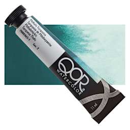 QoR Modern Watercolor - Phthalo Turquoise, 11 ml tube and swatch