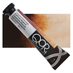 QoR Modern Watercolor - Transparent Brown Oxide, 11 ml tube and swatch