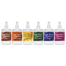 Color Burst Watercolor Powders - Set of 6 Earth Tone Powder Bottles in row