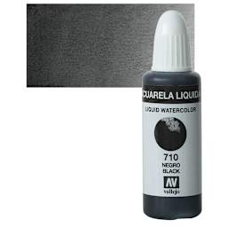 Vallejo Liquid Watercolor - Black, 32 ml and swatch