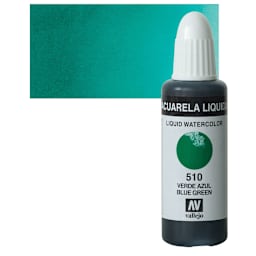 Vallejo Liquid Watercolor - Blue Green, 32 ml and swatch
