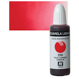 Vallejo Liquid Watercolor - Crimson, 32 ml and swatch
