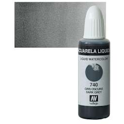 Vallejo Liquid Watercolor - Dark Grey, 32 ml and swatch