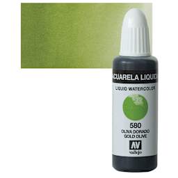 Vallejo Liquid Watercolor - Gold Olive, 32 ml and swatch