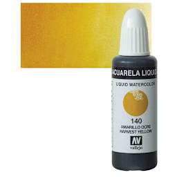 Vallejo Liquid Watercolor - Harvest Yellow, 32 ml and swatch