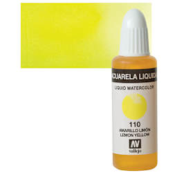 Vallejo Liquid Watercolor - Lemon Yellow, 32 ml and swatch