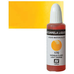 Vallejo Liquid Watercolor - Light Orange, 32 ml and swatch