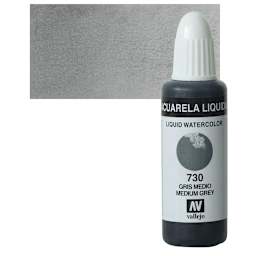 Vallejo Liquid Watercolor - Medium Grey, 32 ml and swatch