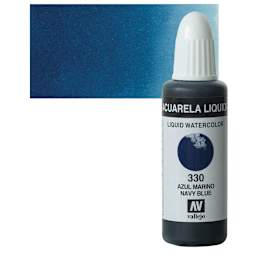 Vallejo Liquid Watercolor - Navy Blue, 32 ml and swatch