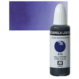 Vallejo Liquid Watercolor - Purple Blue, 32 ml and swatch