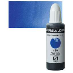Vallejo Liquid Watercolor - Royal Blue, 32 ml and swatch