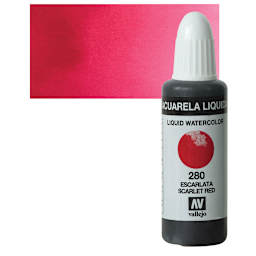 Vallejo Liquid Watercolor - Scarlet Red, 32 ml and swatch
