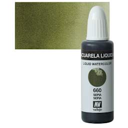 Vallejo Liquid Watercolor - Sepia, 32 ml and swatch
