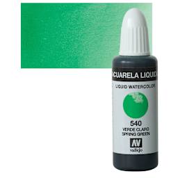 Vallejo Liquid Watercolor - Spring Green, 32 ml and swatch