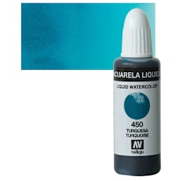 Vallejo Liquid Watercolor - Turquoise, 32 ml and swatch