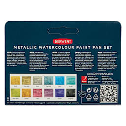 Derwent Metallic Watercolor Pans - Set of 12 back of package