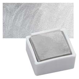 Derwent Watercolor Pan - Metallic Silver pan and swatch