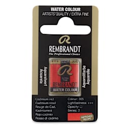 Rembrandt Watercolor Half Pan - Front of package of Single Half Pan in Cadmium Red  