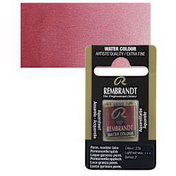 Rembrandt Watercolor Half Pan - Permanent Madder Lake pan and swatch