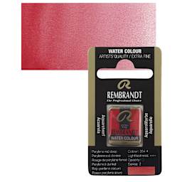 Rembrandt Watercolor Half Pan - Perylene Red Deep pan and swatch