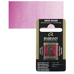 Rembrandt Watercolor Half Pan - Quinacridone Rose pan and swatch