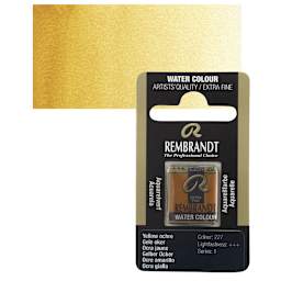 Rembrandt Watercolor Half Pan - Yellow Ochre pan and swatch