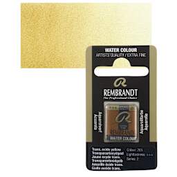 Rembrandt Watercolor Half Pans - Transparent Oxide Yellow pan and swatch
