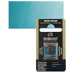 Rembrandt Watercolor Half Pan - Turquoise Blue pan and swatch