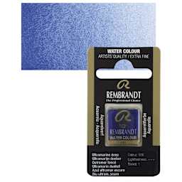 Rembrandt Watercolor Half Pan - Ultramarine Deep pan and swatch