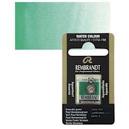 Rembrandt Watercolor Half Pan - Emerald Green pan and swatch