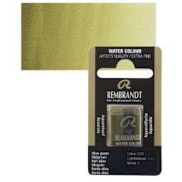 Rembrandt Watercolor Half Pan - Olive Green pan and swatch