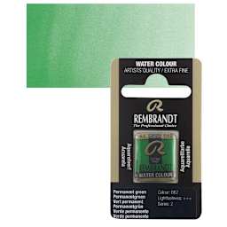Rembrandt Watercolor Half Pan - Permanent Green pan and swatch