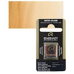 Rembrandt Watercolor Half Pan - Burnt Sienna pan and swatch