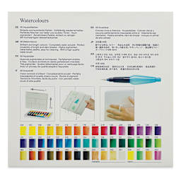 Faber Castell Creative Studio Half Pan Watercolor Sets - Assorted Colors, Set of 48 back of package