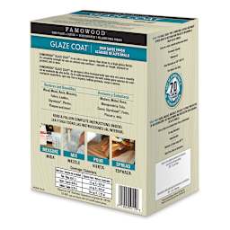 Famowood Glaze Coat - Clear Epoxy Kit, Gallon (Back of packaging, Angled view)
