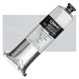 Cranfield Artists' Oil Paint - Titanium White (Linseed), 225 ml, Tube and swatch